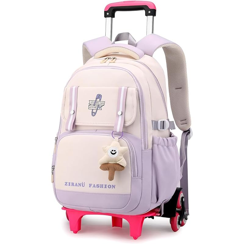 PALAY® School Bag for Girls Backpack with 6 Wheels Robust Children's School Bag with Wheels for Girls, Removable Trolley School Backpack with Pendant for School Travel PALAY® School Bag for Girls Backpack with 6 Wheels Robust Children's School Bag with Wheels for Girls, Removable Trolley School Backpack with Pendant for School Travel